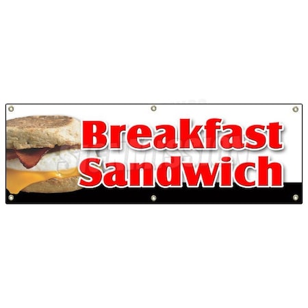 Signmission BREAKFAST SANDWICH BANNER SIGN sausage bacon bagel croissant cheese B-72 Breakfast Sandwich